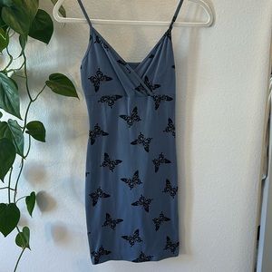 Blue butterfly cocktail dress